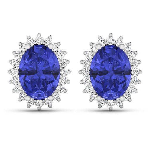 Bids.com 2.56 Carat Genuine Tanzanite and White Diamond 14K White Gold Earrings Earrings White Smoke
