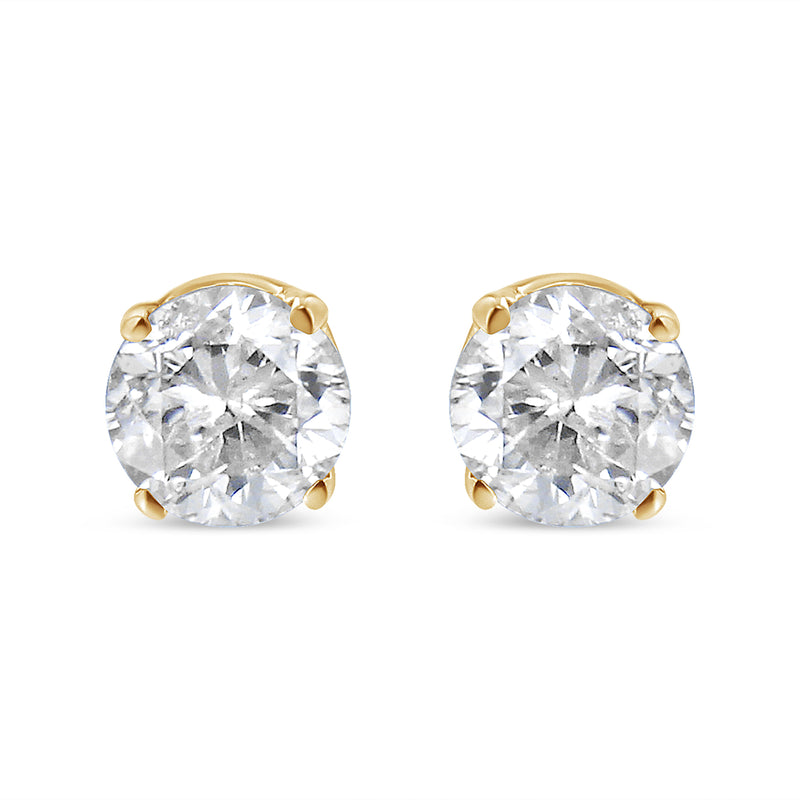 Bids.com AGS Certified 14K Yellow Gold 1/2 Cttw 4 Prong Set Brilliant Round-Cut Solitaire Diamond Push Back Stud Earrings (O-P, Color, SI2-I1 Clarity) Earrings White Smoke Yellow.Gold / 0.5