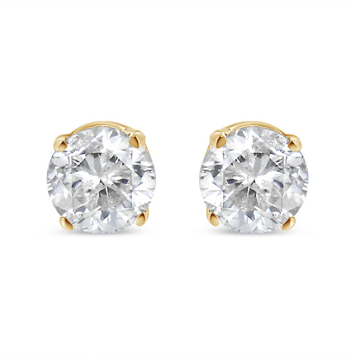 Bids.com AGS Certified 14K Yellow Gold 1/2 Cttw 4 Prong Set Brilliant Round-Cut Solitaire Diamond Push Back Stud Earrings (O-P, Color, SI2-I1 Clarity) Earrings White Smoke Yellow.Gold / 0.5