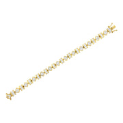 Bids.com 14K Yellow Gold 7.50 Cttw Princess and Baguette Diamond Geometric Link Bracelet Bracelets White Smoke Yellow.Gold / 7