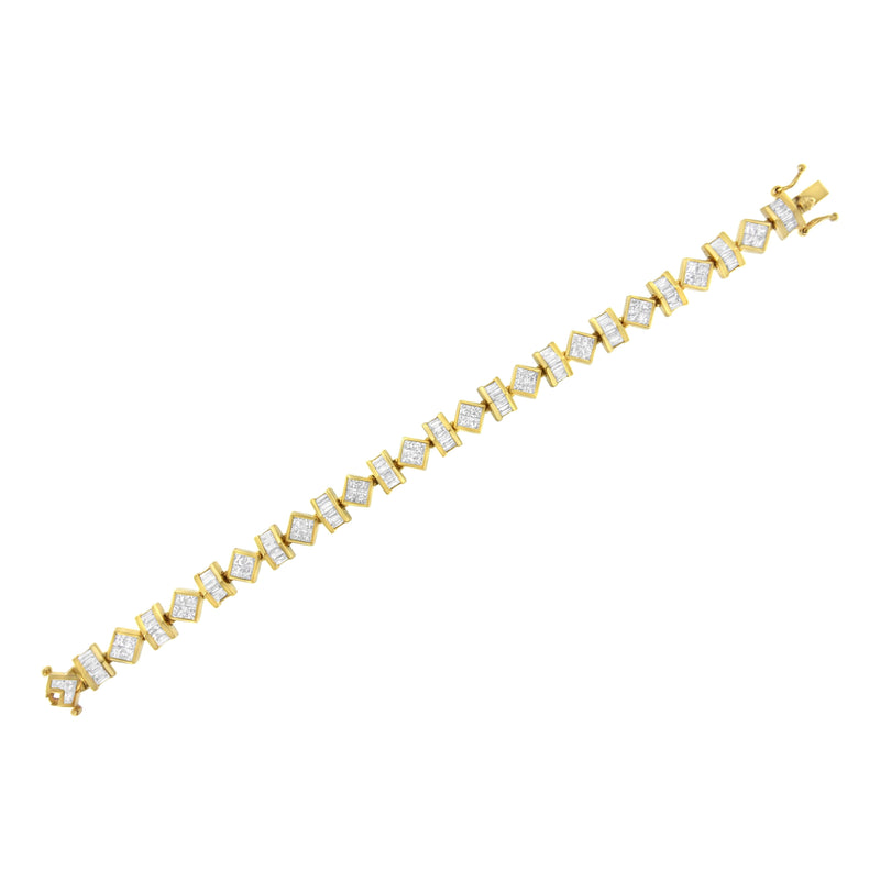 Bids.com 14K Yellow Gold 7.50 Cttw Princess and Baguette Diamond Geometric Link Bracelet Bracelets White Smoke Yellow.Gold / 7