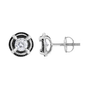 Bids.com Black Rhodium Plated .925 Sterling Silver Round 1-1/2 cttw Diamond Double Halo 4-Prong Solitaire Milgrain Stud Earrings (H-I Color, I2-I3 Clarity) Earrings White Smoke White.Sterling Silver / 1.5,White.Sterling Silver / 1,White.Sterling Silver / 0.5