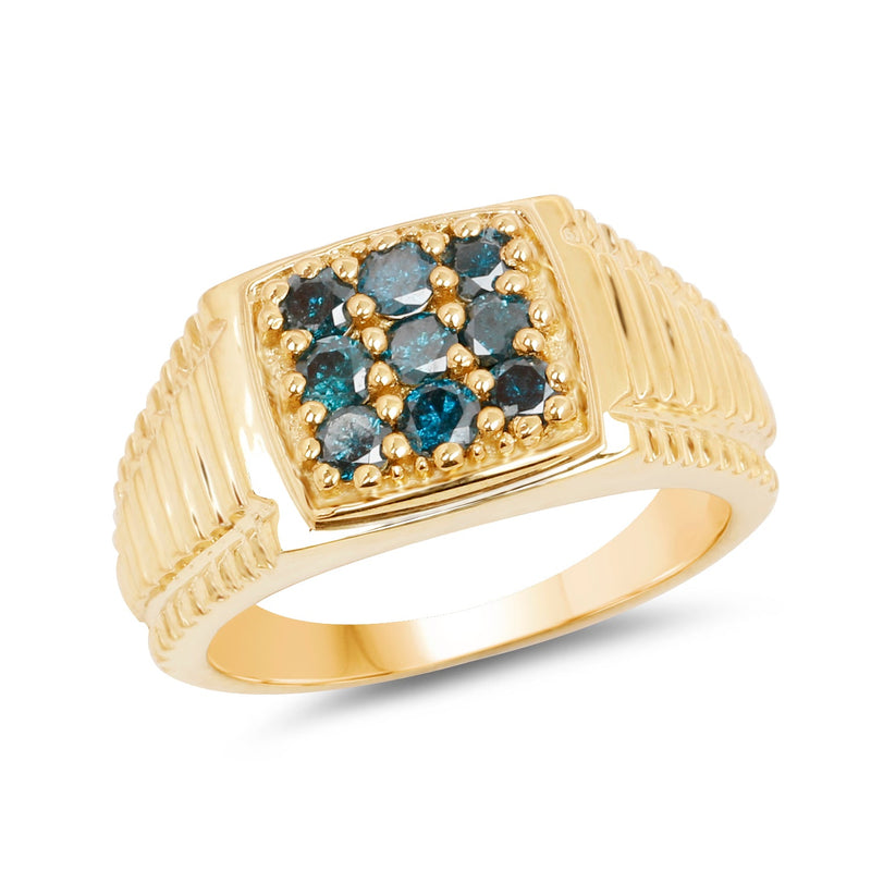 Bids.com 14K Yellow Gold Plated 0.63 Carat Genuine Blue Diamond .925 Sterling Silver Ring Rings White Smoke size 8.00,size 6.00,size 7.00,size 9.00