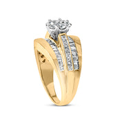 Bids.com 14K Yellow Gold 2-1/3 Cttw Diamond Cluster Channel Set Chevron Shaped Engagement Ring (H-I Color, SI1-SI2 Clarity) - Ring Size 7 Rings White Smoke 7 / Yellow.Gold,9 / Yellow.Gold,6 / Yellow.Gold,8 / Yellow.Gold,10 / Yellow.Gold,5.5 / Yellow.Gold,6.5 / Yellow.Gold,7.5 / Yellow.Gold,9.5 / Yellow.Gold,8.5 / Yellow.Gold