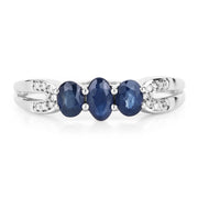 Bids.com 0.73 Carat Genuine Blue Sapphire and White Diamond 14K White Gold Ring Rings White Smoke size 6.00,size 7.00,size 8.00
