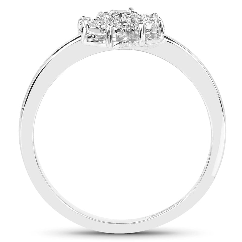 Bids.com 0.18 Carat Genuine White Diamond 14K White Gold Ring (E-F-G Color, SI Clarity) Rings White Smoke size 7.00
