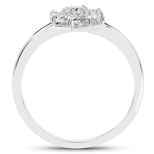 Bids.com 0.18 Carat Genuine White Diamond 14K White Gold Ring (E-F-G Color, SI Clarity) Rings White Smoke size 7.00