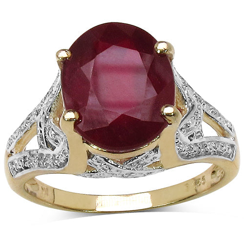 Bids.com 14K Yellow Gold Plated 4.00 Carat Genuine Ruby .925 Sterling Silver Ring Rings White Smoke size 6.00,size 7.00,size 8.00,size 9.00