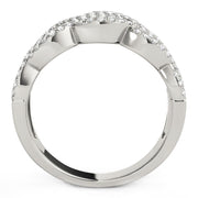 Bids.com Diamond Studded Double Interlocking Waves Ring in 14k White Gold  (5/8 cttw) Rings White Smoke 3 / White Gold,3.5 / White Gold,4 / White Gold,4.5 / White Gold,5 / White Gold,5.5 / White Gold,6 / White Gold,6.5 / White Gold,7 / White Gold,7.5 / White Gold,8 / White Gold,8.5 / White Gold,9 / White Gold