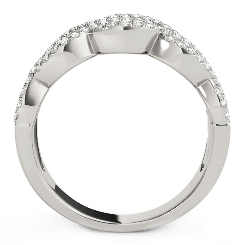 Bids.com Diamond Studded Double Interlocking Waves Ring in 14k White Gold  (5/8 cttw) Rings White Smoke 3 / White Gold,3.5 / White Gold,4 / White Gold,4.5 / White Gold,5 / White Gold,5.5 / White Gold,6 / White Gold,6.5 / White Gold,7 / White Gold,7.5 / White Gold,8 / White Gold,8.5 / White Gold,9 / White Gold