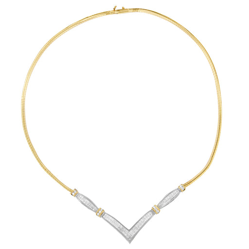 Bids.com 14K Yellow and White Gold 2.00 Cttw Round and Princess-Cut Diamond 'V' Shape Statement Necklace (H-I Color, SI2-I1 Clarity) - 18" Necklaces White Smoke YellowWhite.Gold / 18