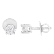 Bids.com 14K White Gold 1/2 Cttw Pie-Cut Diamond Solitaire Stud Earrings (H-I Color, SI1-SI2 Clarity) Earrings White Smoke White.Gold / 0.5