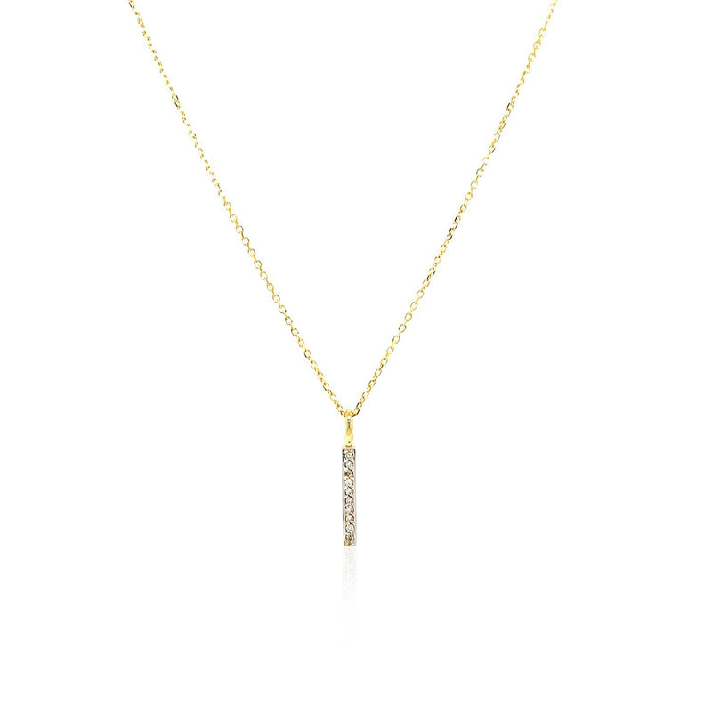 Bids.com 14k Yellow Gold Bar Pendant with Diamonds Pendants White Smoke Yellow Gold