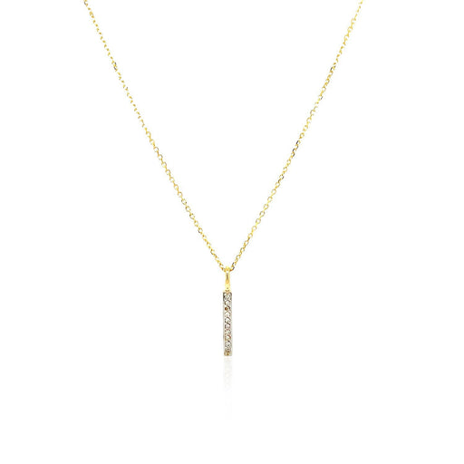 Bids.com 14k Yellow Gold Bar Pendant with Diamonds Pendants White Smoke Yellow Gold