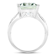 Bids.com 10.64 Carat Genuine Green Amethyst and White Topaz .925 Sterling Silver Ring Rings White Smoke size 5.00,size 6.00,size 7.00,size 8.00,size 9.00,size 10.00