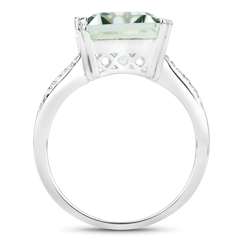 Bids.com 10.64 Carat Genuine Green Amethyst and White Topaz .925 Sterling Silver Ring Rings White Smoke size 5.00,size 6.00,size 7.00,size 8.00,size 9.00,size 10.00