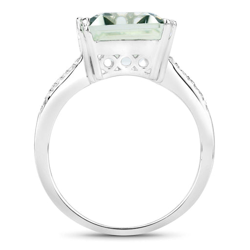Bids.com 10.64 Carat Genuine Green Amethyst and White Topaz .925 Sterling Silver Ring Rings White Smoke size 5.00,size 6.00,size 7.00,size 8.00,size 9.00,size 10.00