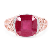 Bids.com 14K Rose Gold Plated 5.54 Carat Genuine Glass Filled Ruby & White Topaz .925 Sterling Silver Ring Rings White Smoke size 6.00,size 7.00,size 8.00,size 9.00,size 5.00