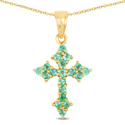 Bids.com 14K Yellow Gold Plated 1.05 Carat Genuine Zambian Emerald .925 Sterling Silver Pendant Pendants White Smoke