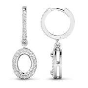 Bids.com 0.32 Carat Genuine White Diamond 14K White Gold Semi Mount Earrings - holds 8x6mm Oval Gemstones Earrings White Smoke