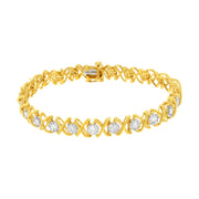 Bids.com 10K Yellow Gold Plated Sterling Silver 2 cttw Diamond "XOXO" Bracelet (J-K Clarity, I1-I2 Color) - Size 7.25" Bracelets White Smoke YellowWhite.Sterling Silver / 7.25