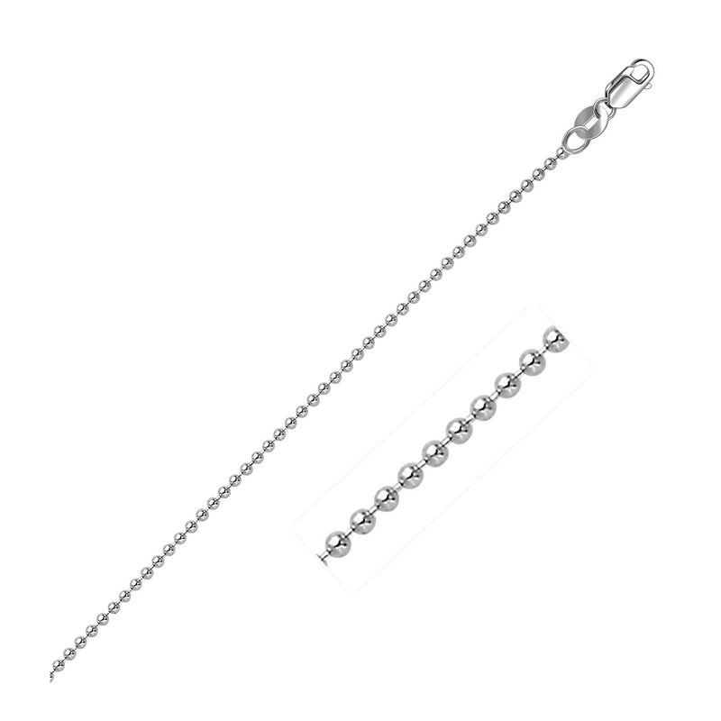 Bids.com 14k White Gold Bead Chain 1.5mm Necklaces White Smoke 16 / White Gold,18 / White Gold