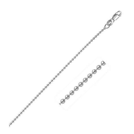 Bids.com 14k White Gold Bead Chain 1.5mm Necklaces White Smoke 16 / White Gold,18 / White Gold