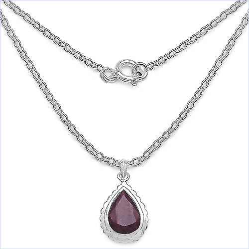 Bids.com 14.10 Carat Genuine Ruby .925 Sterling Silver Pendant Pendants White Smoke