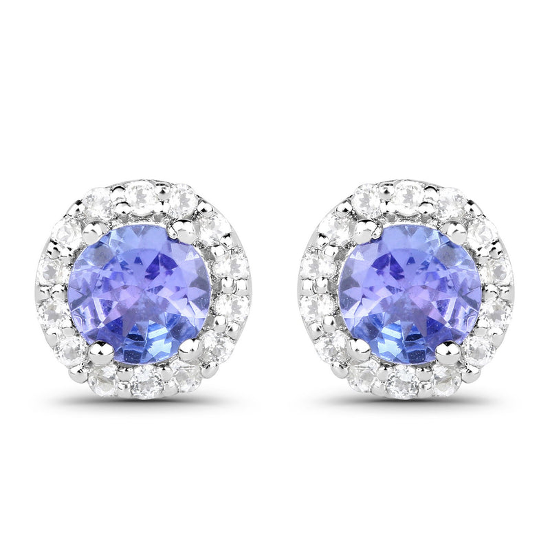 Bids.com 3.77 Carat Genuine Tanzanite and White Topaz .925 Sterling Silver 3 Piece Jewelry Set (Ring, Earrings, and Pendant w/ Chain) Jewelry Sets White Smoke size 7.00,size 6.00,size 8.00,size 5.00,size 9.00