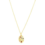 Bids.com 14k Yellow Gold High Polish Oval Gemstone Inlay Necklace Necklaces White Smoke 18 / Yellow Gold