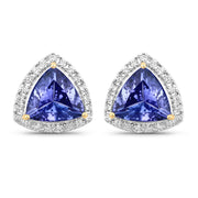 Bids.com 3.82 Carat Genuine Tanzanite and White Diamond 14K Yellow Gold Earrings Earrings White Smoke