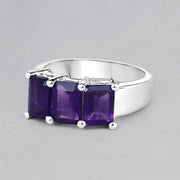 Bids.com 2.85 Carat Genuine Amethyst .925 Sterling Silver Ring Rings Gray size 6.00,size 7.00,size 8.00,size 5.00,size 9.00