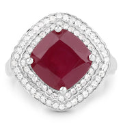 Bids.com 5.86 Carat Glass Filled Ruby and White Topaz .925 Sterling Silver Ring Rings White Smoke size 5.00,size 9.00,size 6.00,size 7.00,size 8.00,size 10.00