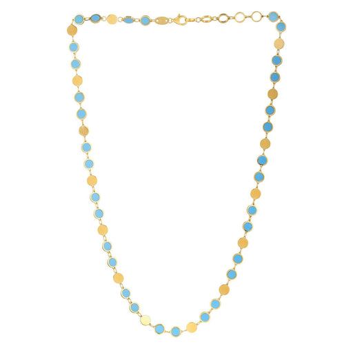 Bids.com 14k Yellow Gold Turquoise Geometric Mirror Gem Chain Necklace (5.00 mm) Necklaces White Smoke 18 / Yellow Gold