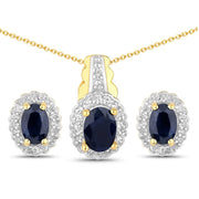 Bids.com 1.96 Carat Genuine Black Blue Sapphire and White Topaz .925 Sterling Silver Jewelry Set Jewelry Sets White Smoke