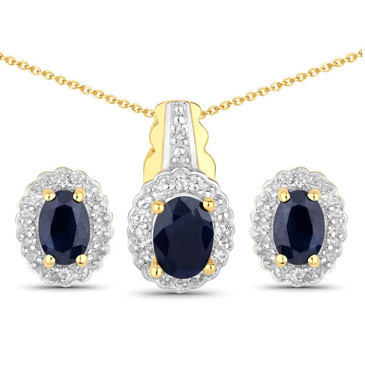 Bids.com 1.96 Carat Genuine Black Blue Sapphire and White Topaz .925 Sterling Silver Jewelry Set Jewelry Sets White Smoke