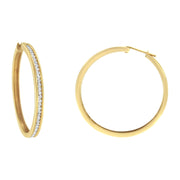 Bids.com 14K Yellow Gold 1.0 Cttw Round Brilliant Cut Diamond Channel Set Circle Hoop Earrings (I-J Color, I1-I2 Clarity) Earrings White Smoke Yellow.Gold / 1