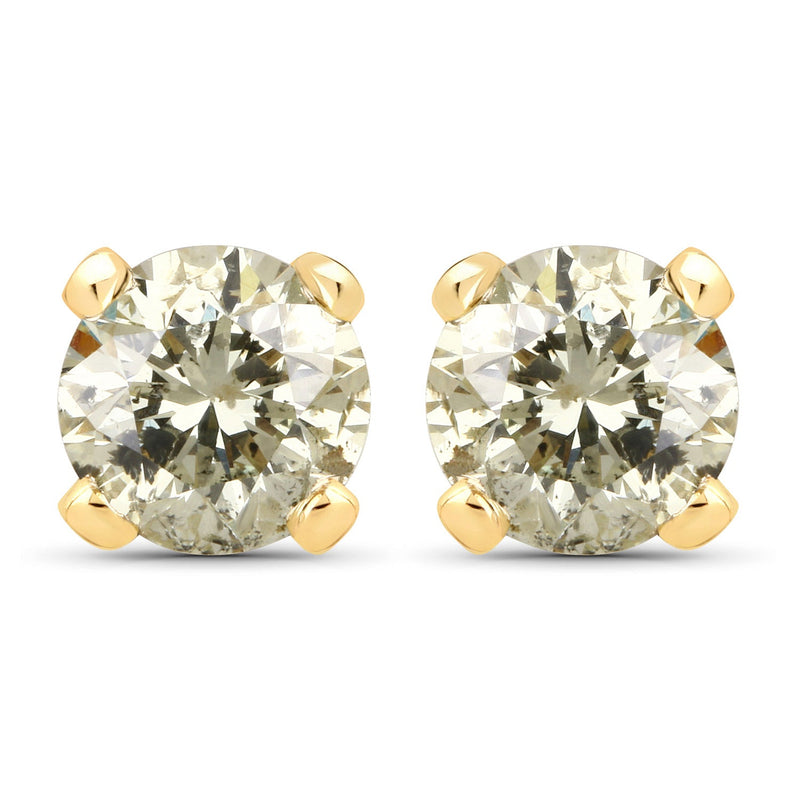 Bids.com 0.98 Carat Genuine LB Diamond 14K Yellow Gold Earrings Earrings Seashell