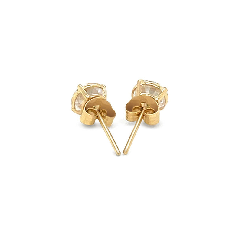 Bids.com 14k Yellow Gold Stud Earrings with White Hue Faceted Cubic Zirconia Earrings White Smoke Yellow Gold