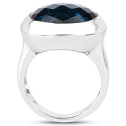 Bids.com 10.25 Carat Genuine London Blue Topaz .925 Sterling Silver Ring Rings White Smoke size 5.00,size 6.00,size 7.00,size 8.00,size 9.00