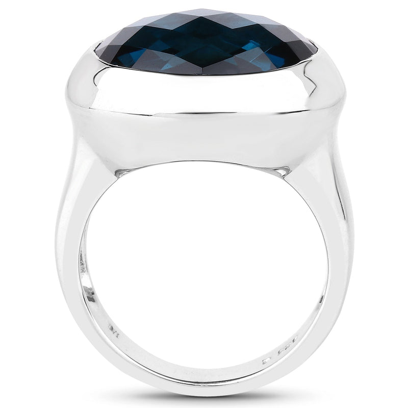 Bids.com 10.25 Carat Genuine London Blue Topaz .925 Sterling Silver Ring Rings White Smoke size 5.00,size 6.00,size 7.00,size 8.00,size 9.00