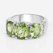 Bids.com 4.14 Carat Genuine Peridot and White Topaz .925 Sterling Silver Ring Rings Light Gray size 5.00,size 6.00,size 7.00,size 8.00,size 8.50,size 9.00