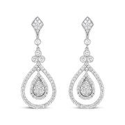 Bids.com 18K White Gold 1 1/4 Cttw Round Diamond Openwork Teardrop-Shaped Dangle Earrings (F-G Color, VS1-VS2 Clarity) Earrings White Smoke White.Gold / 1.26