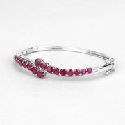 Bids.com 9.10 Carat Glass Filled Ruby .925 Sterling Silver Bangle Bracelets White Smoke size 7.00,size 8.00,size 8.50