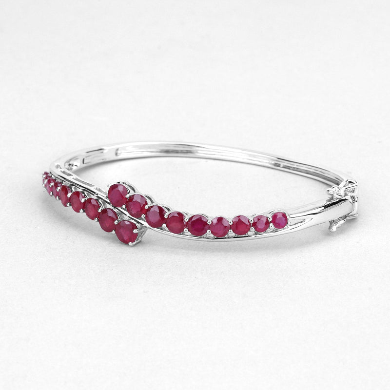 Bids.com 9.10 Carat Glass Filled Ruby .925 Sterling Silver Bangle Bracelets White Smoke size 7.00,size 8.00,size 8.50