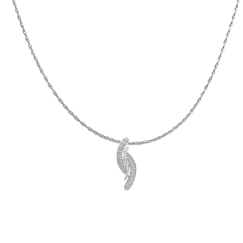 Bids.com .925 Sterling Silver Diamond Accent Bypass Curve 18" Pendant Necklace (I-J Color, I3 Clarity) Necklaces White Smoke White.Sterling Silver / 18