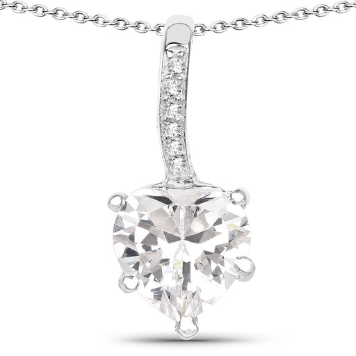 Bids.com 4.46 Carat Genuine White Cubic Zirconia .925 Sterling Silver Pendant Pendants White Smoke