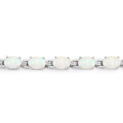 Bids.com 3.50 Carat Genuine Created Opal .925 Sterling Silver Bracelet Bracelets Lavender size 7.25