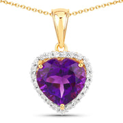 Bids.com 4.76 Carat Genuine Amethyst and White Topaz .925 Sterling Silver Pendant Pendants White Smoke size 18.00,size 20.00