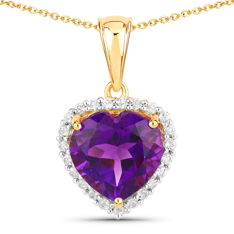 Bids.com 4.76 Carat Genuine Amethyst and White Topaz .925 Sterling Silver Pendant Pendants White Smoke size 18.00,size 20.00